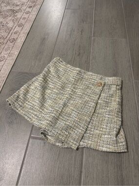 Tweed Pleated Skort in Mixed Neutrals
